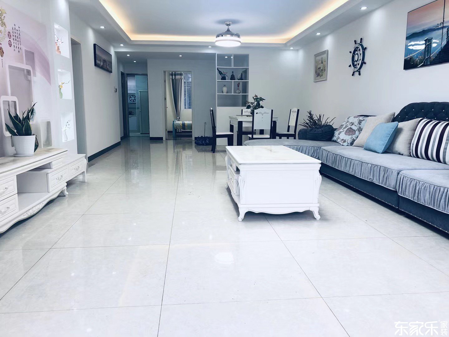 100平現代簡約風格客廳全景圖